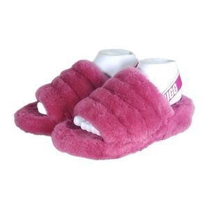 UGG Women's Fluff Yeah Slide US8 Fushia Fur Slip-On Flat Slippers Shoes
